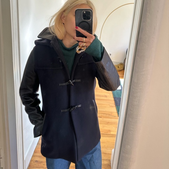 Sandro Wool and Leather Duffle Coat Size S - Picture 9 of 11